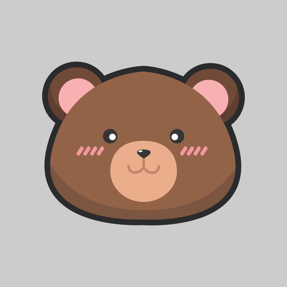 bear head with outline flat design. vector