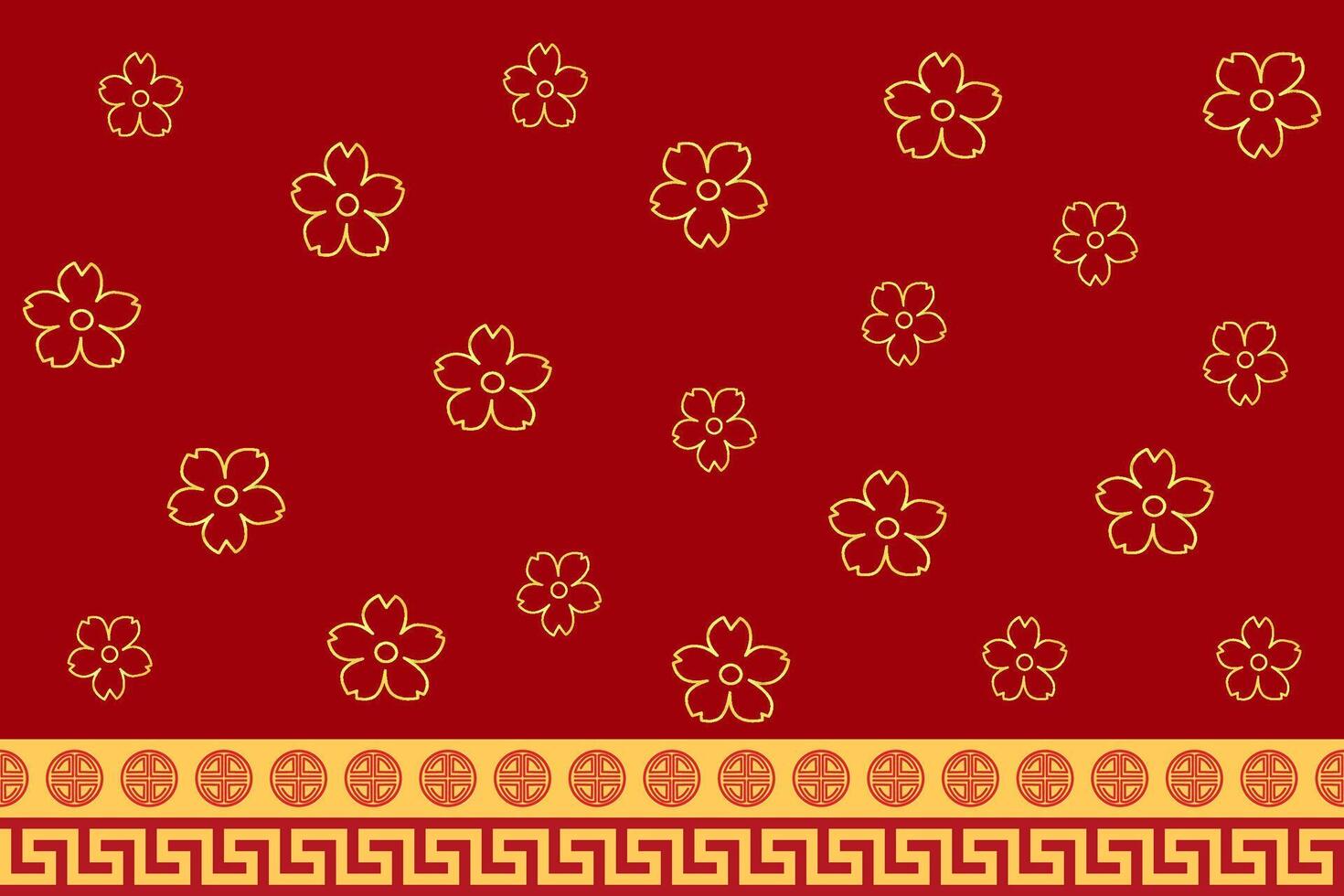 frame seamless floral on red background vector