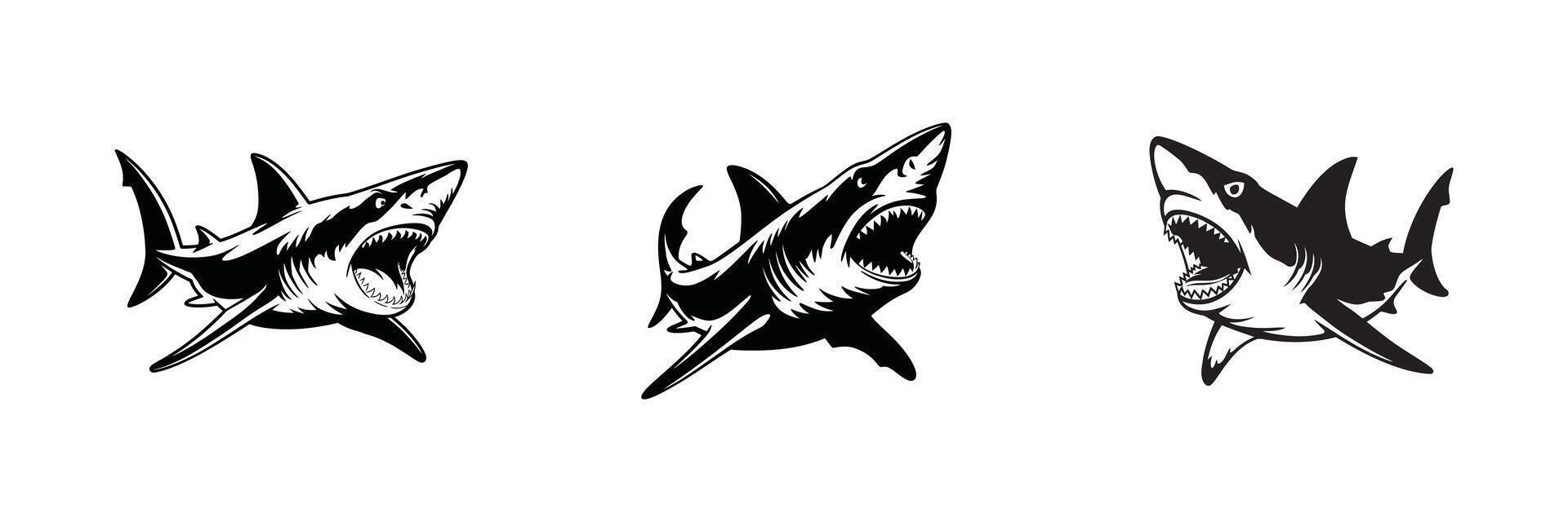 Powerful Shark Silhouettes Ready for Print vector