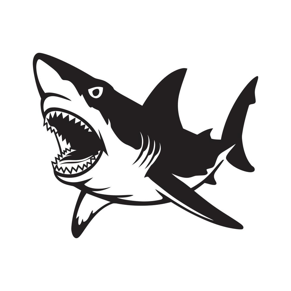 Powerful Shark Silhouette in Aggressive Pose vector