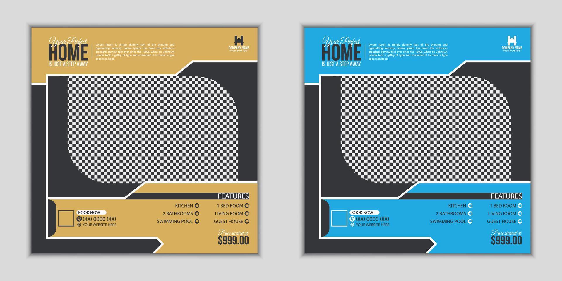 Home for Sale Real Estate Post Design Template vector
