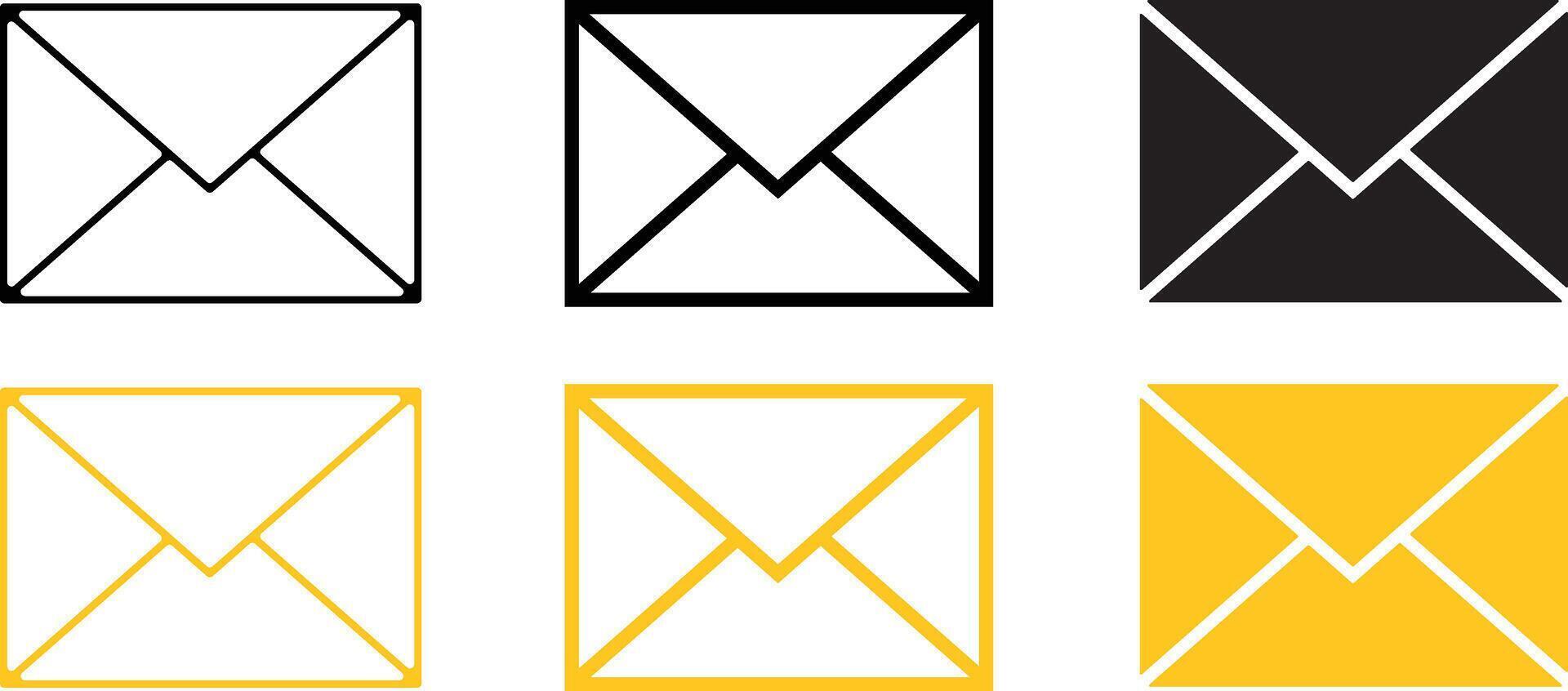 Mail or envelope icon set. Message line style icons vector