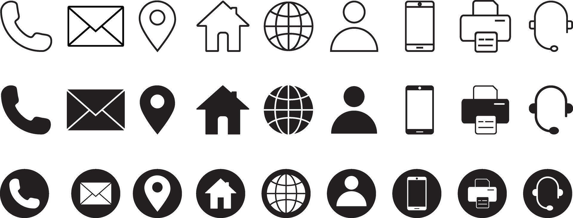 Contact icon set. Business card icon set. Line style symbol vector