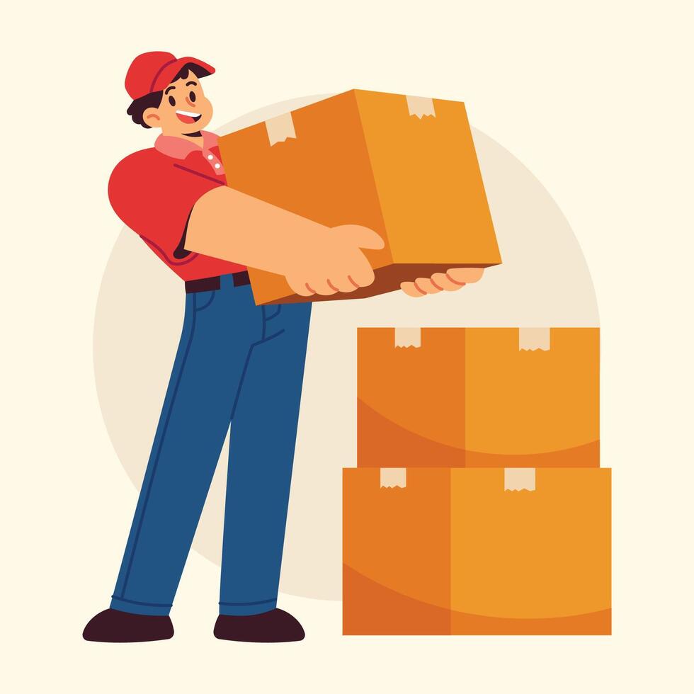Packing Pickup Delivery Courier Illustration vector