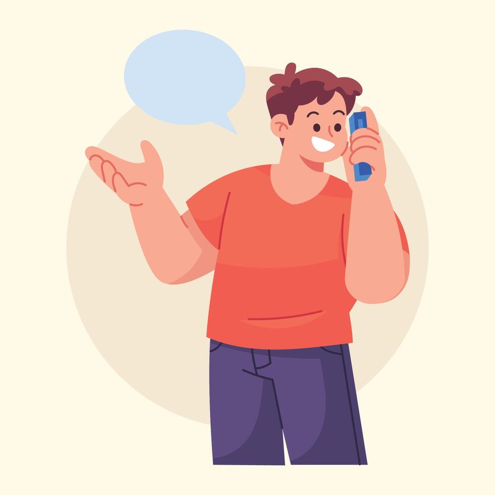 boy talking on phone illustration vector