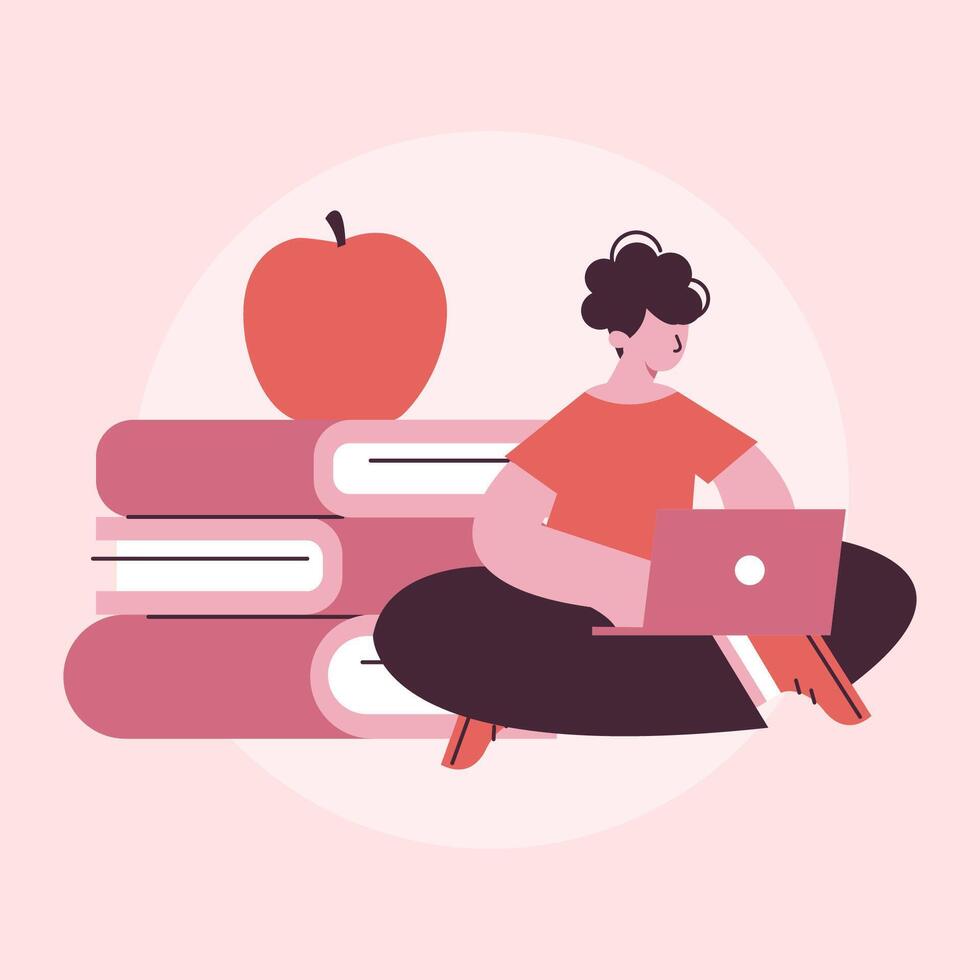 boy sit student education school illustration vector