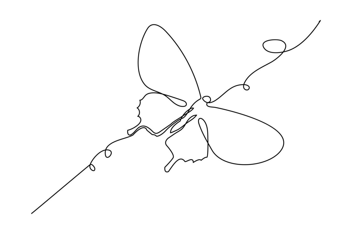 Continuous one line art drawing of butterfly design minimalism outline art Design vector