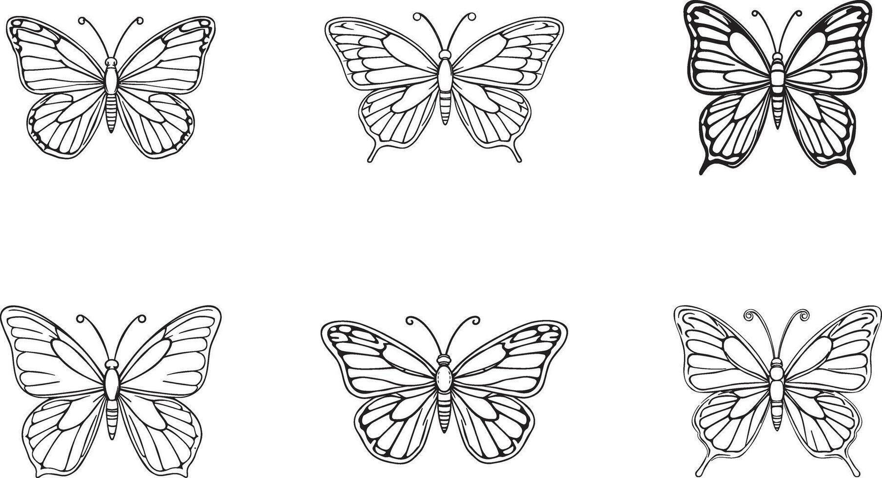 Set of hand draw amazing Butterfly illustration for kids books for children vector