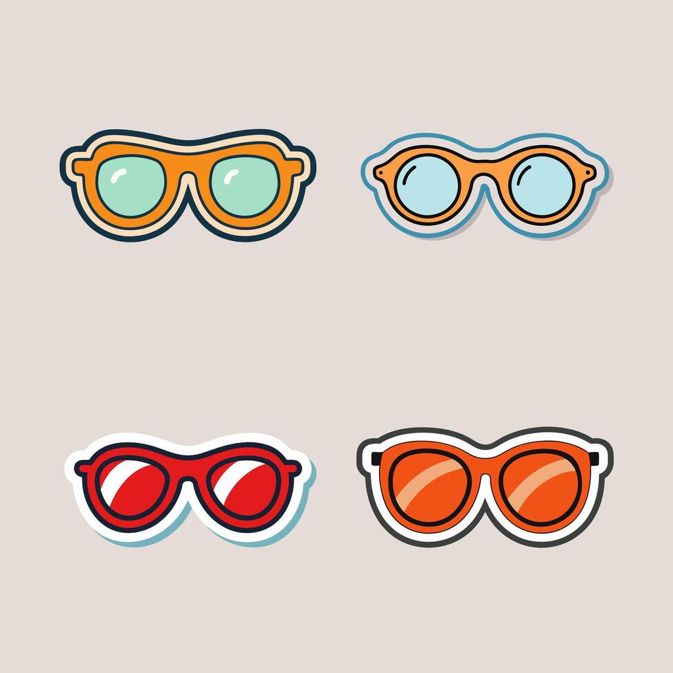 Classic Round Sunglasses Sticker with Bold Colors for a Cool Summer Look vector