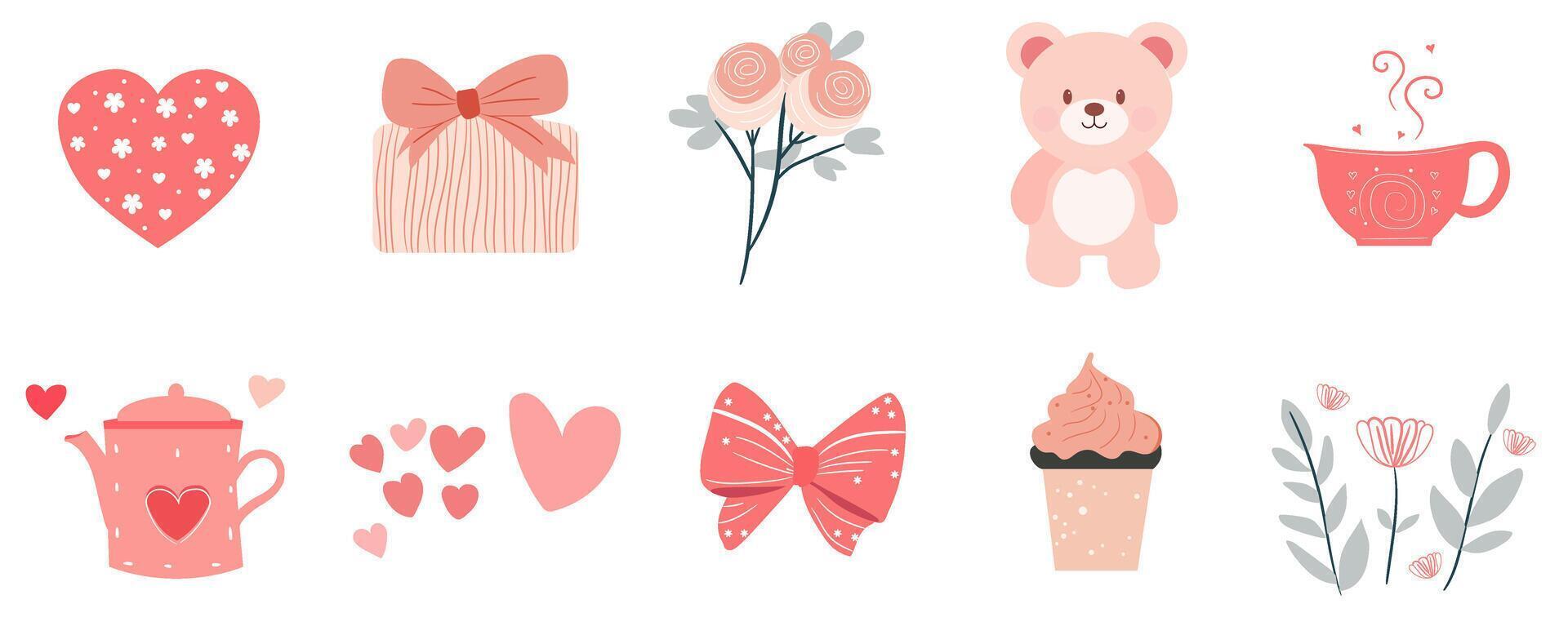 Valentines day elements design vector