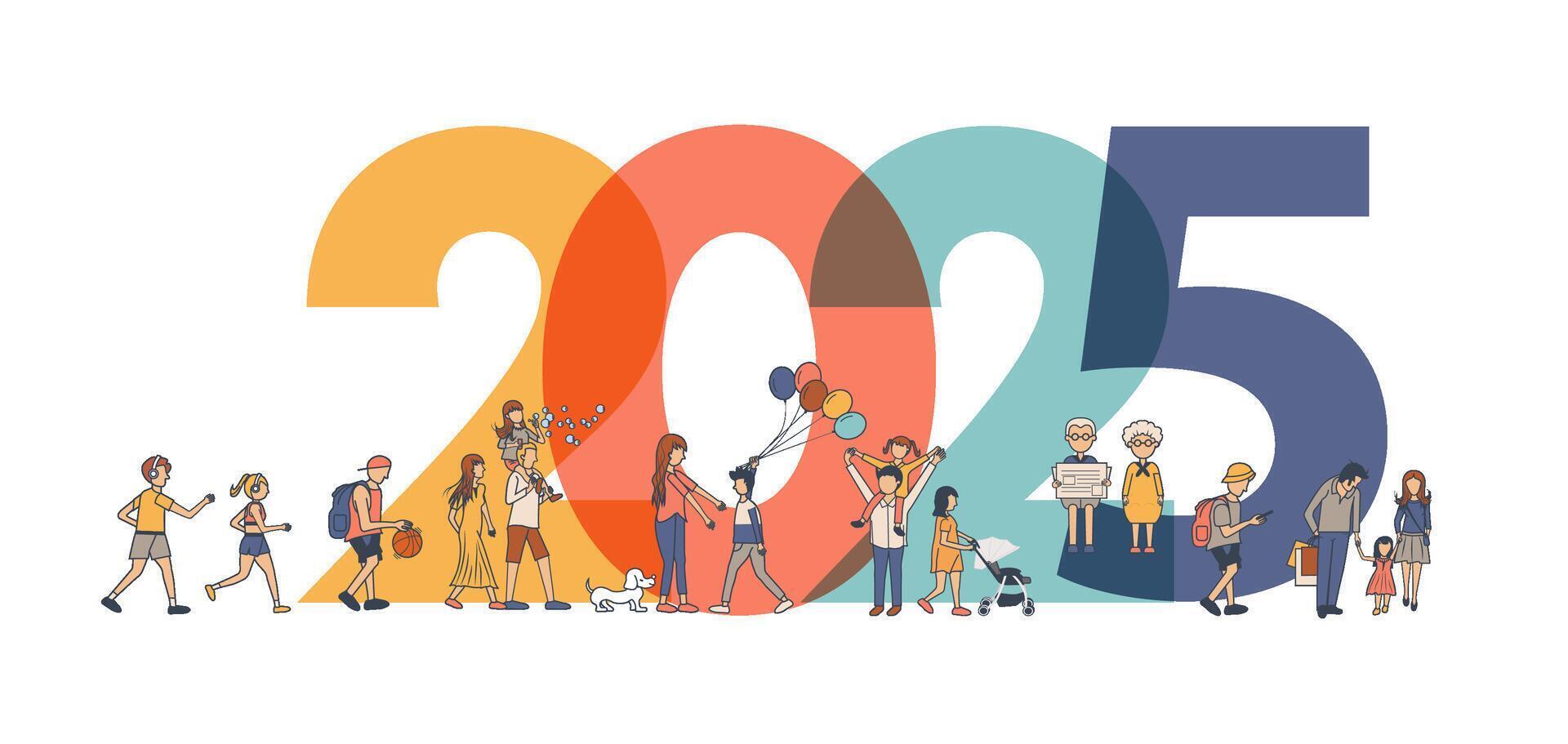 2025 New year with People lifestyle ideas concept. illustration modern layout template vector