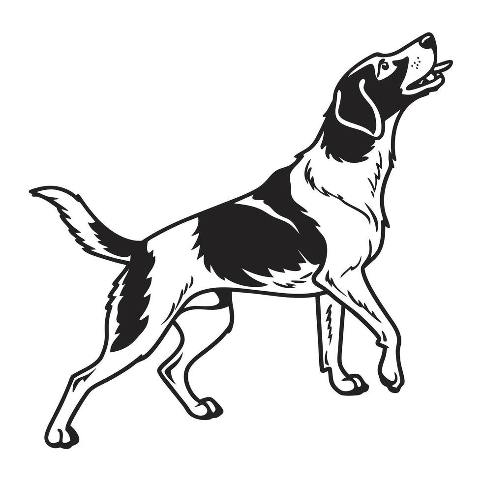 Strong and Alert Dog Silhouette in Vintage Style vector