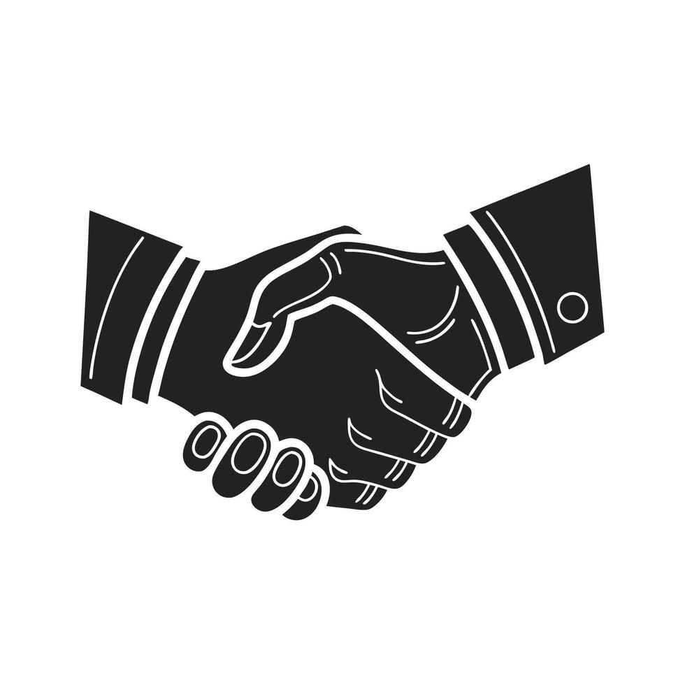 Black and White Business Handshake logo vector