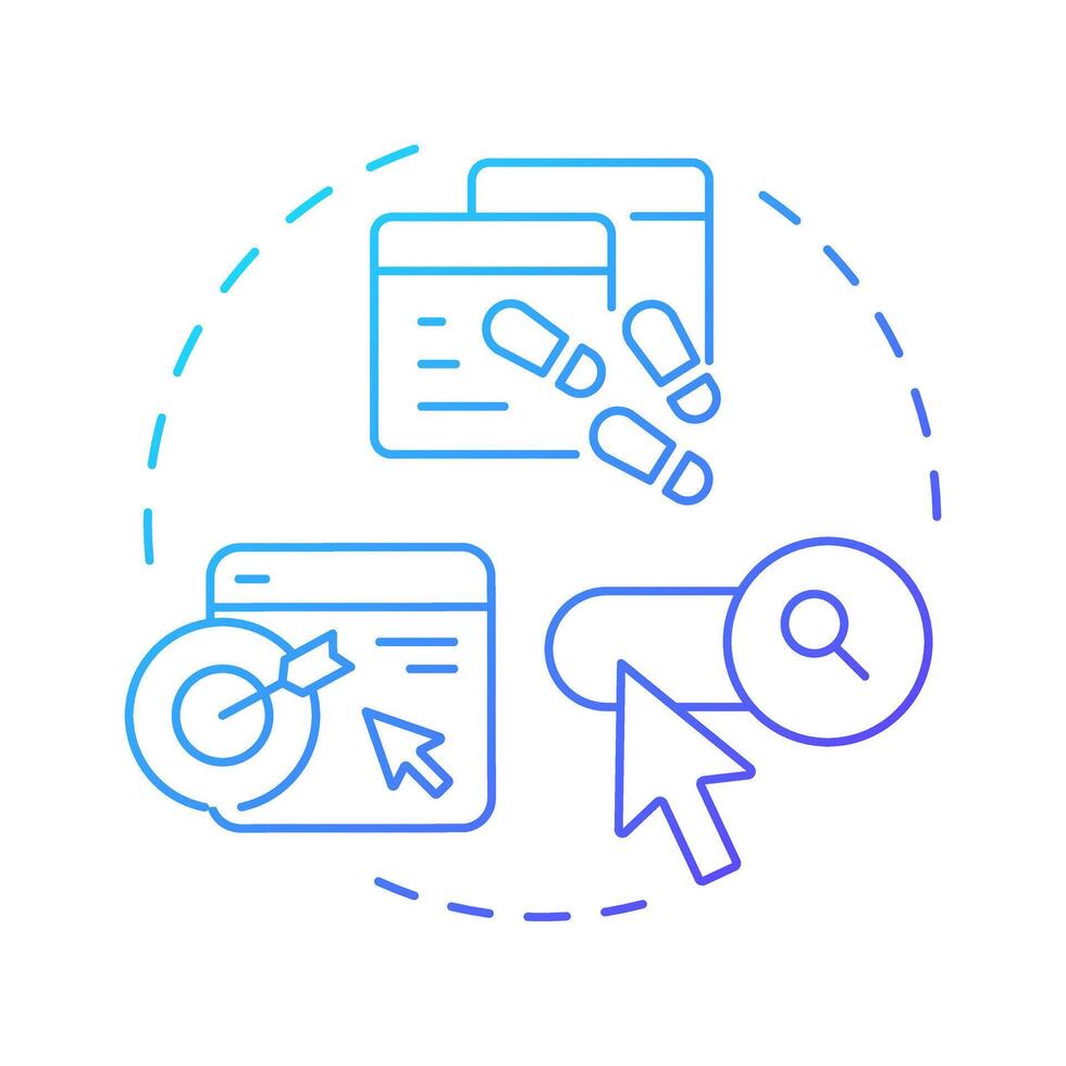 Analyze website visitors blue gradient concept icon. Behavior and demographics of online customers. Round shape line illustration. Abstract idea. Graphic design. Easy to use in presentation vector