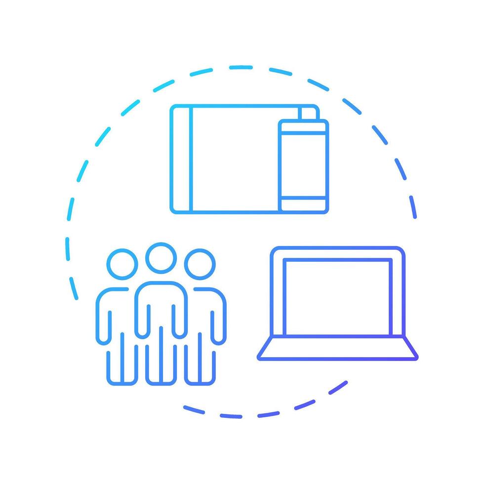Cross platform audience blue gradient concept icon. Tracks customers behavior across multiple media channels. Round shape line illustration. Abstract idea. Graphic design. Easy to use in presentation vector