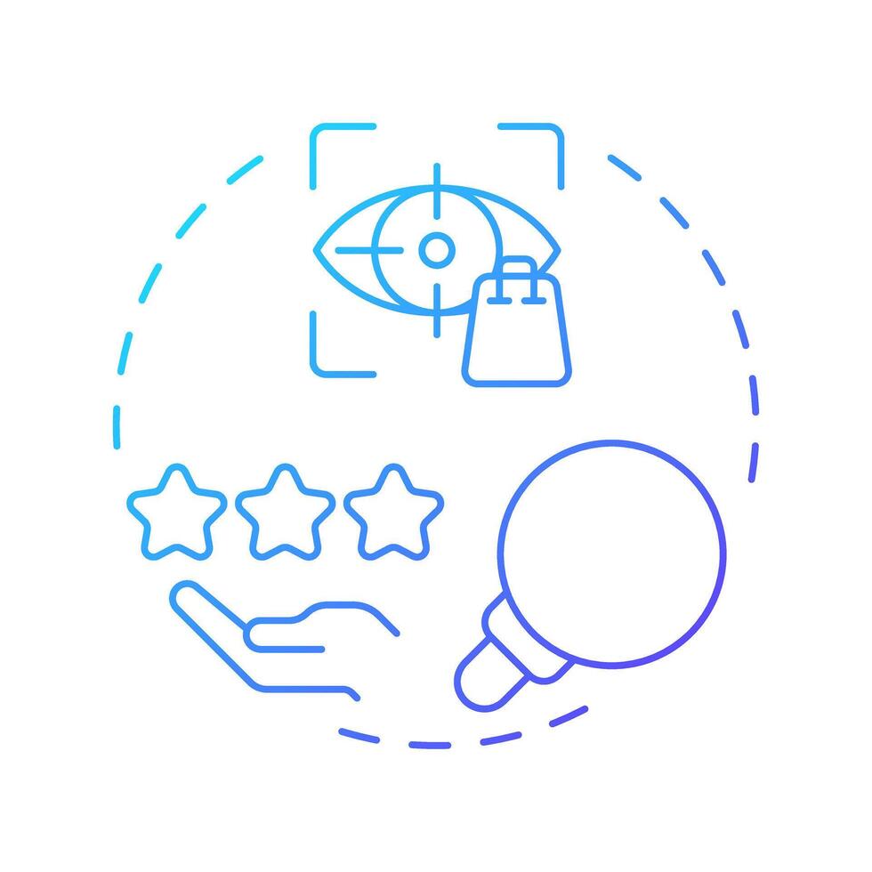 Analyze current customers blue gradient concept icon. Work with actual base. Audience behavior research step. Round shape line illustration. Abstract idea. Graphic design. Easy to use in presentation vector