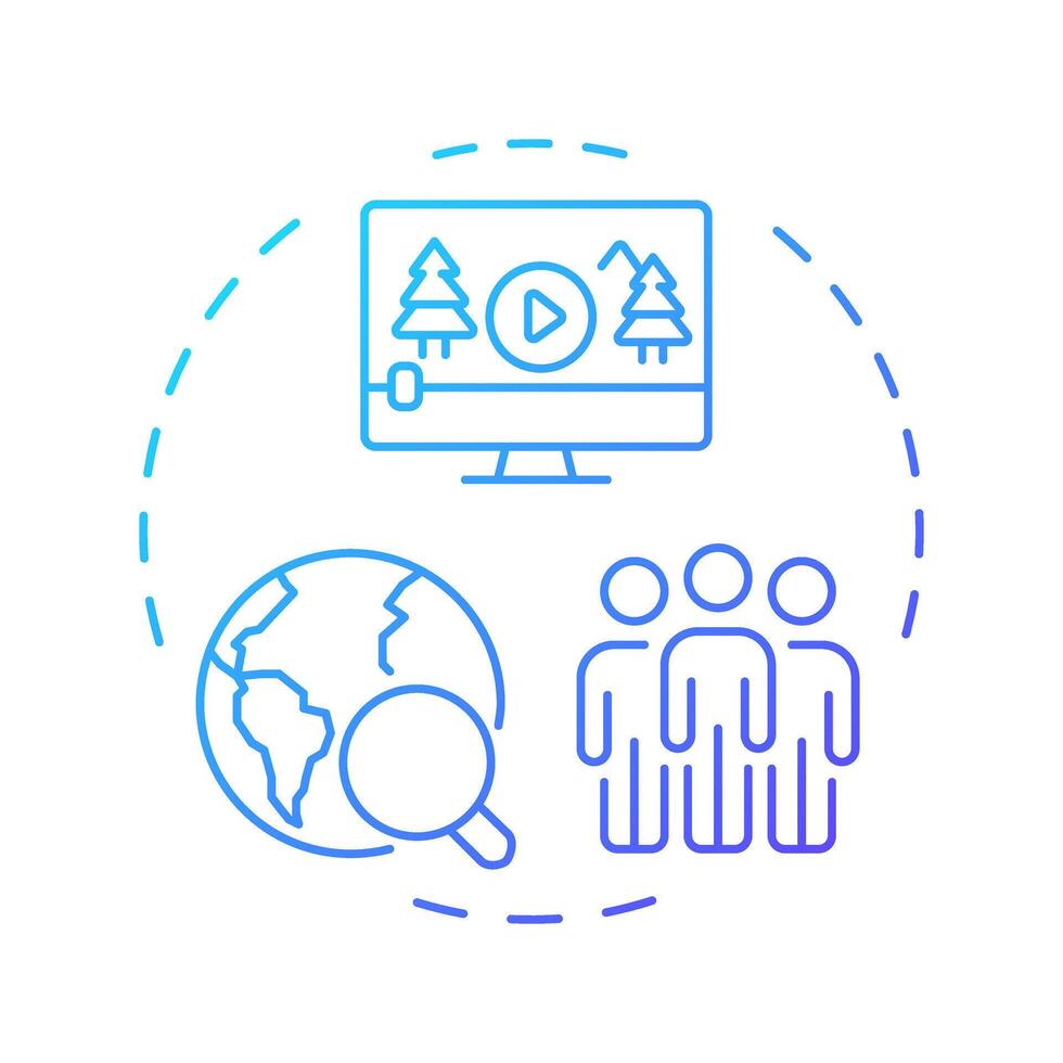 TV and audience blue gradient concept icon. Collecting data about viewers. Customers measurement method. Round shape line illustration. Abstract idea. Graphic design. Easy to use in presentation vector
