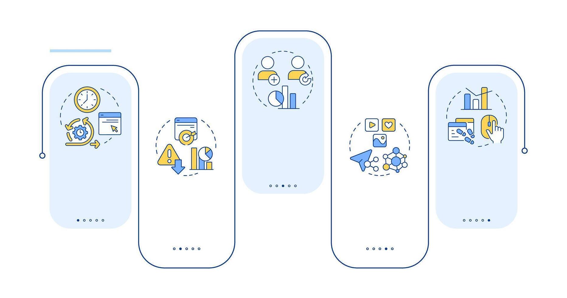 Audience engagement metrics rectangle infographic . E commerce analytics. Business data. Data visualization with 5 steps. Editable rectangular options chart vector