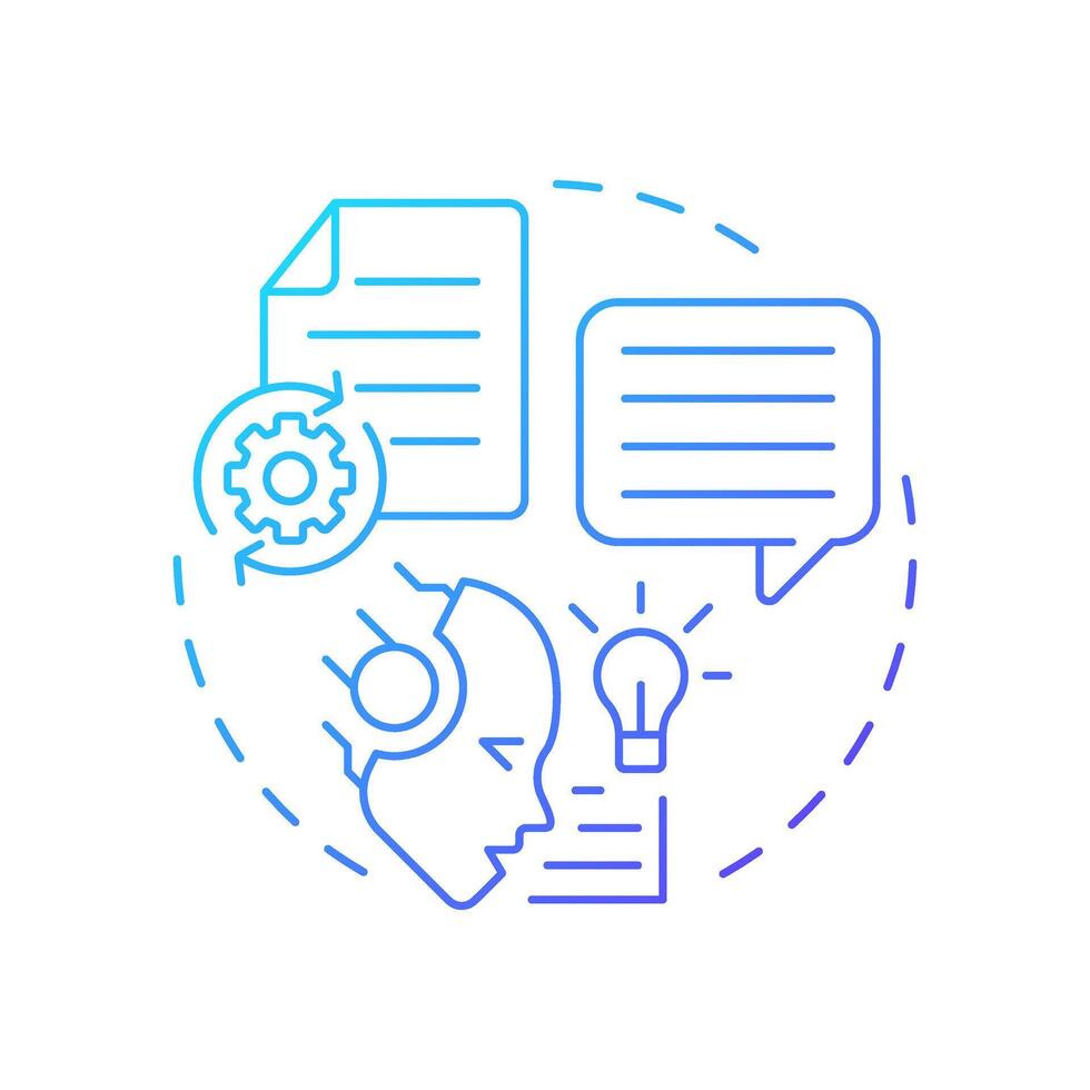 Generation blue gradient concept icon. Update external data. RAG process integration. AI algorytm development. Round shape line illustration. Abstract idea. Graphic design. Easy to use in article vector