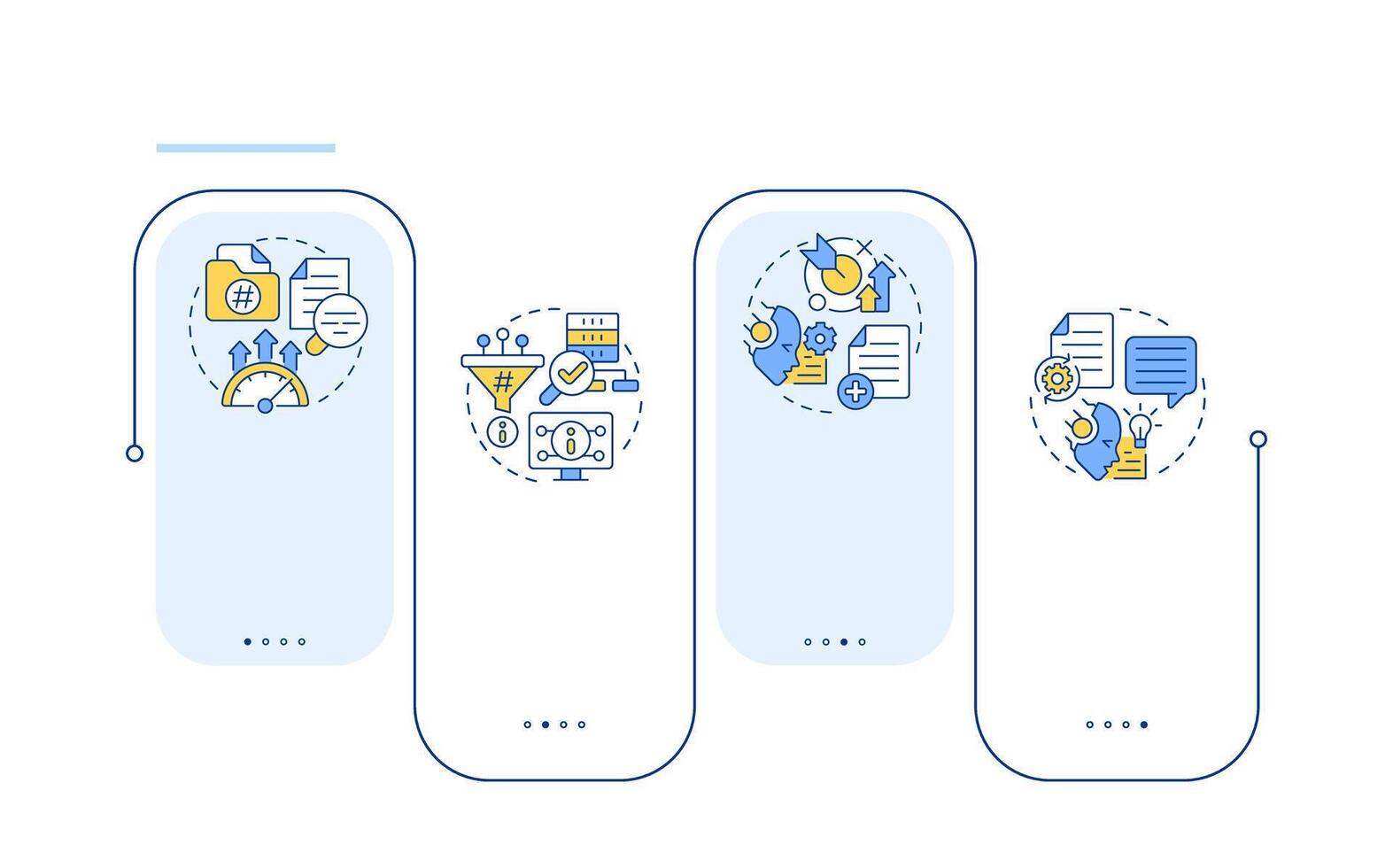 RAG process rectangle infographic . AI and machine learning in semantic analytics. Data visualization with 4 steps. Editable rectangular options chart vector