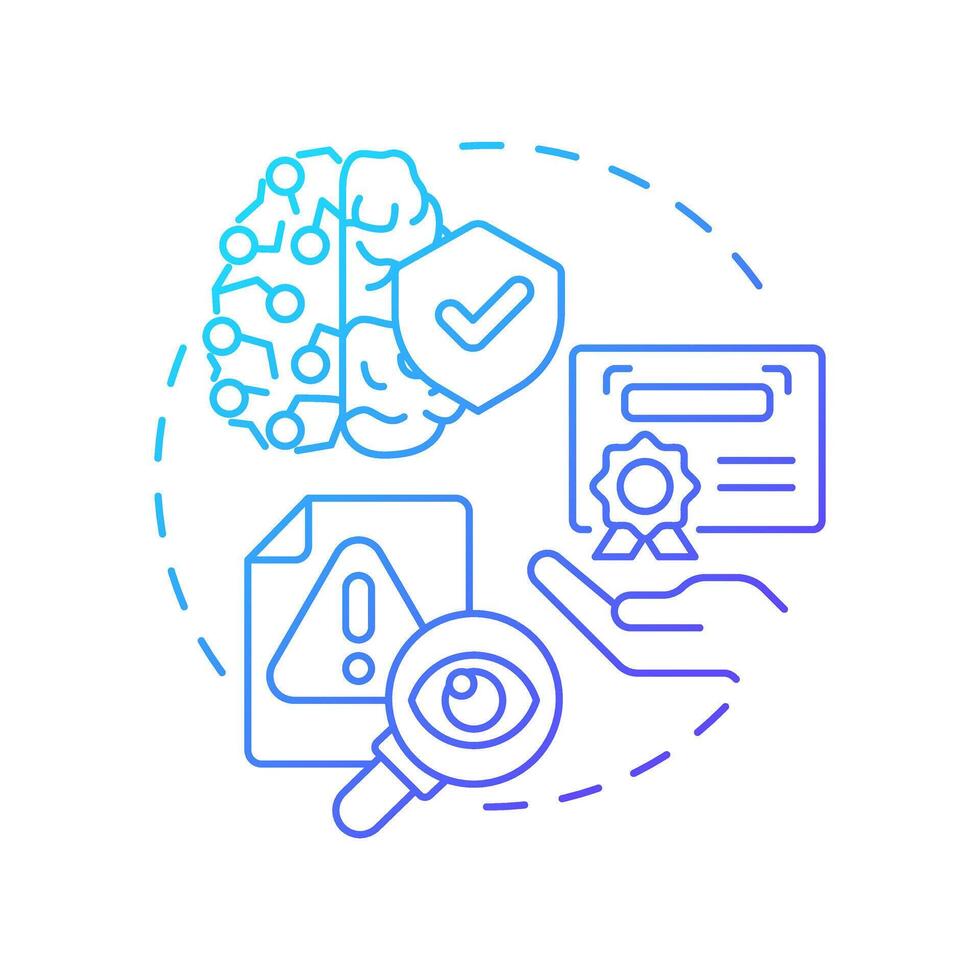 Reducing inaccurate responses blue gradient concept icon. Real verified sources. Benefit of RAG services. Round shape line illustration. Abstract idea. Graphic design. Easy to use in article vector