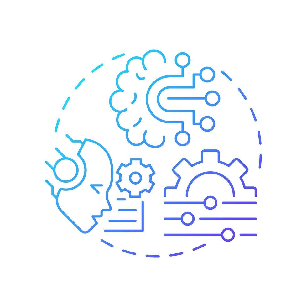 Agentic chunking blue gradient concept icon. Information complexity. Level of segmentation strategy in RAG. Round shape line illustration. Abstract idea. Graphic design. Easy to use in presentation vector