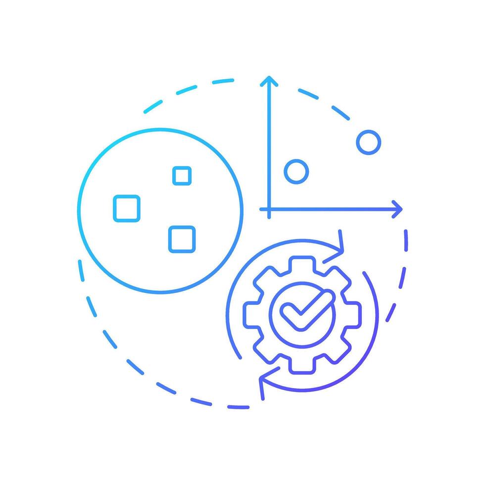 Sparse retrieval blue gradient concept icon. Representing high dimensional data. Retrieval augmented generation. Round shape line illustration. Abstract idea. Graphic design. Easy to use in article vector