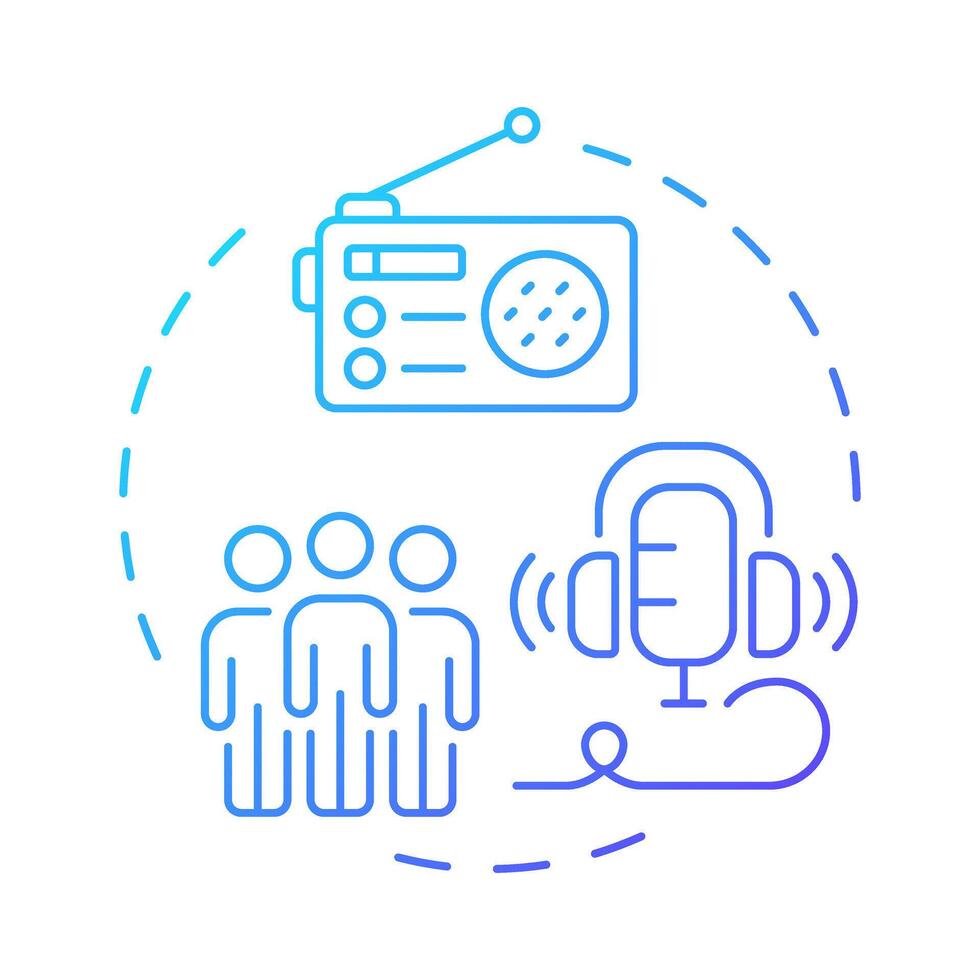 Radio audience blue gradient concept icon. Listeners habits data collecting. Content customers measurement. Round shape line illustration. Abstract idea. Graphic design. Easy to use in infographic vector