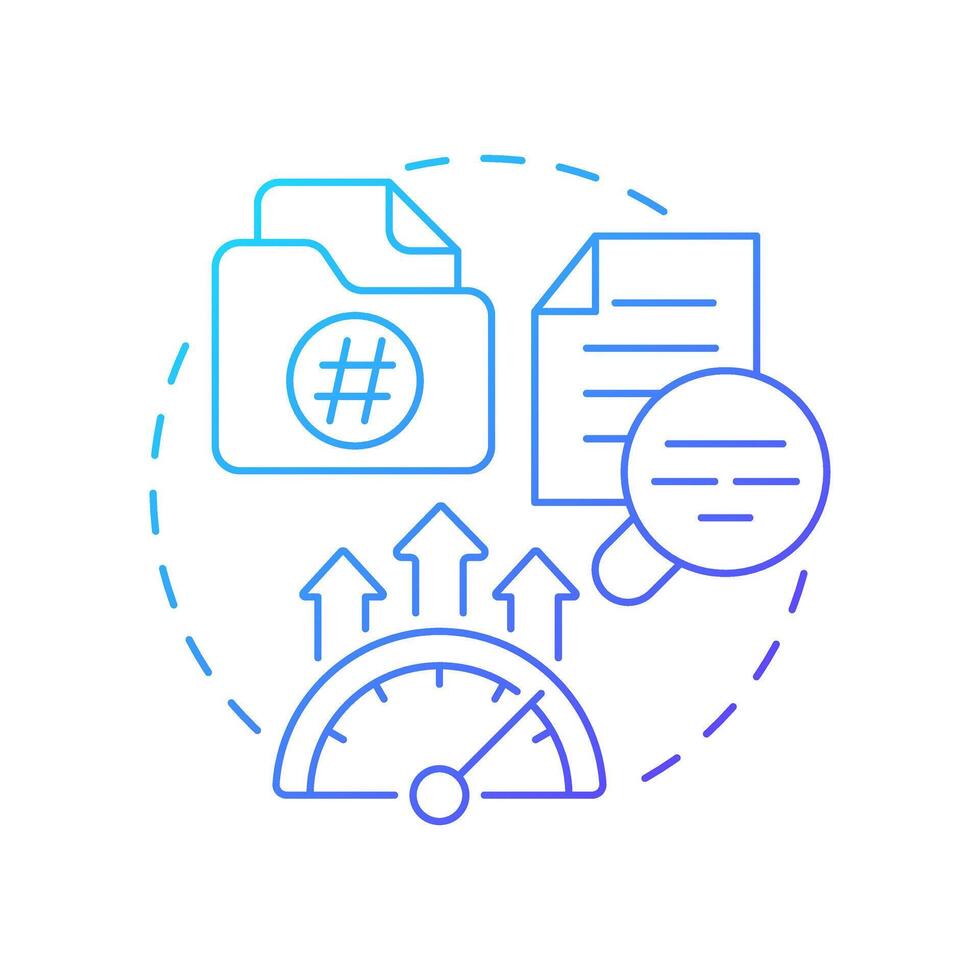Indexing blue gradient concept icon. Create external data. Mapping information location. RAG process. Round shape line illustration. Abstract idea. Graphic design. Easy to use in presentation vector