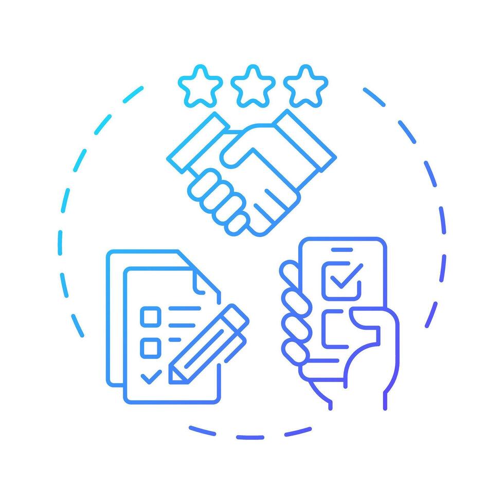 Zero party data blue gradient concept icon. Surveys for brand customers. Audience information type. Round shape line illustration. Abstract idea. Graphic design. Easy to use in presentation vector