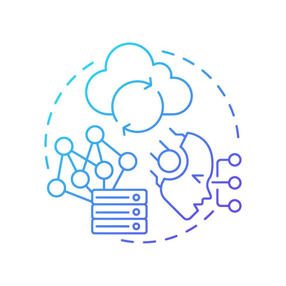 Non parametric memory blue gradient concept icon. Prominent approach in statistical analysis. RAG development. Round shape line illustration. Abstract idea. Graphic design. Easy to use in article vector