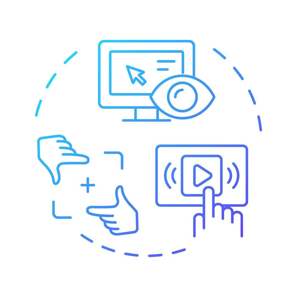 User recordings blue gradient concept icon. Real time sessions study. Website visitor tracking method. Round shape line illustration. Abstract idea. Graphic design. Easy to use in infographic vector