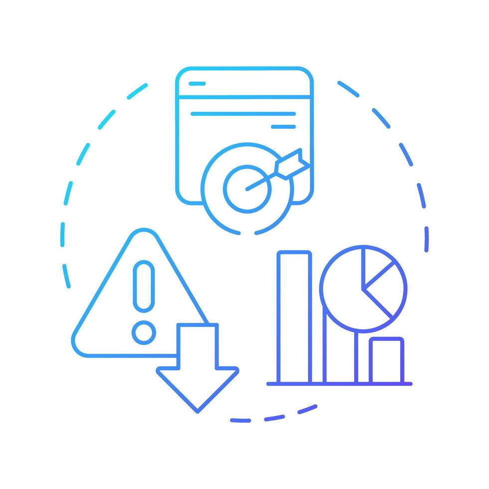 Bounce rate blue gradient concept icon. Users activity online research. Audience engagement metric. Round shape line illustration. Abstract idea. Graphic design. Easy to use in presentation vector