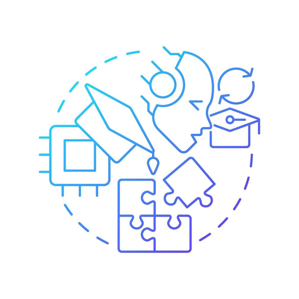 Self supervised learning blue gradient concept icon. Training model with large dataset. . Round shape line illustration. Abstract idea. Graphic design. Easy to use in presentation vector