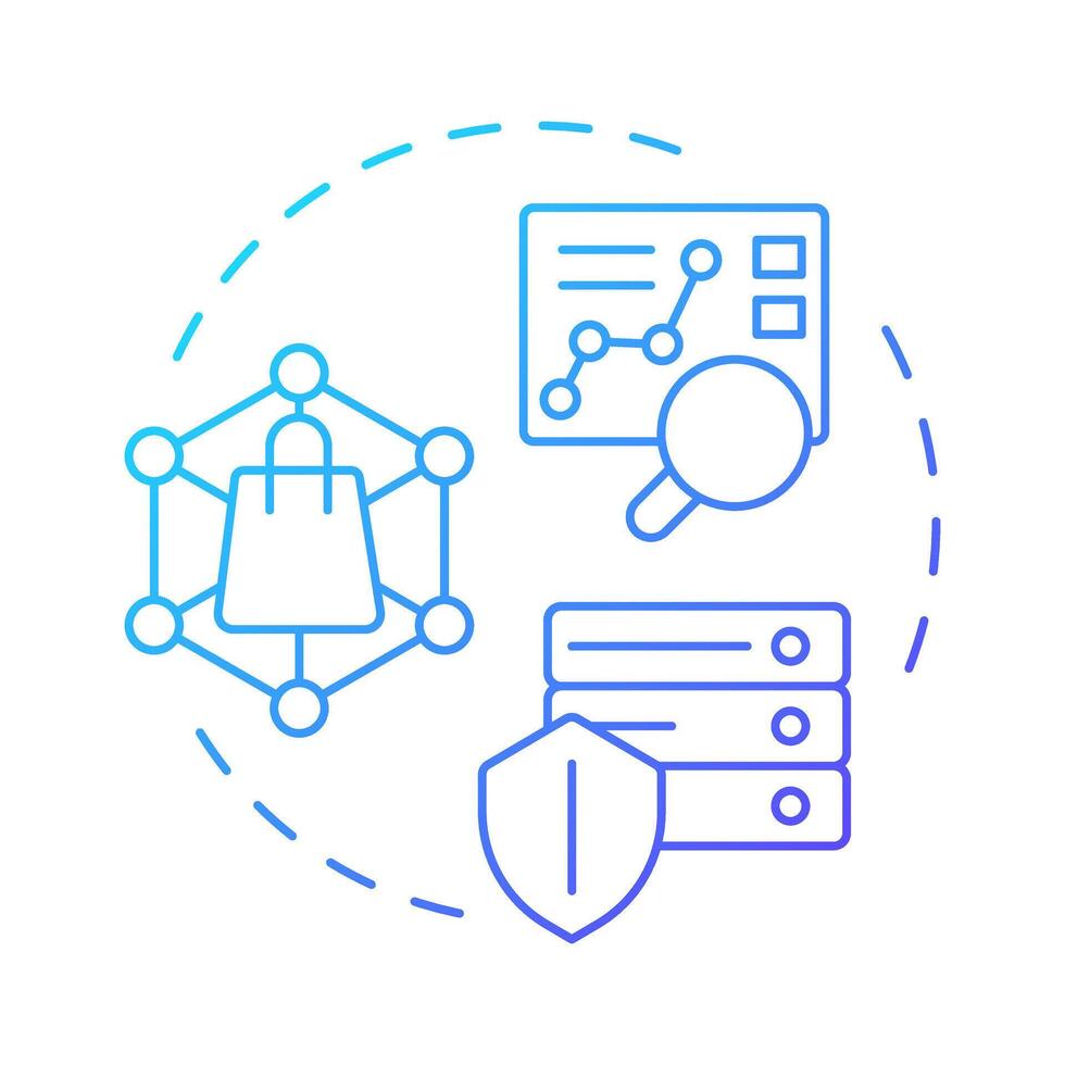First party data blue gradient concept icon. Users interaction with company website analysis. Audience study. Round shape line illustration. Abstract idea. Graphic design. Easy to use in infographic vector