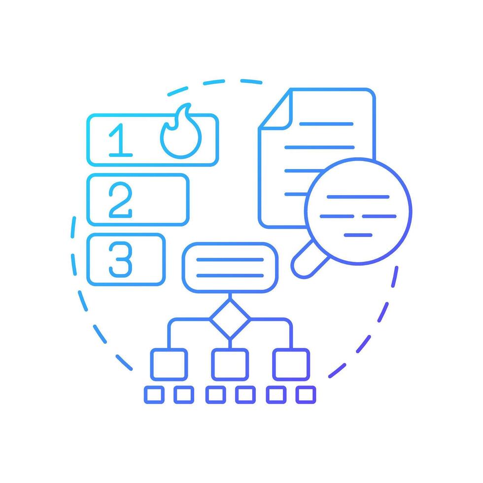 Recursive chunking blue gradient concept icon. Dividing data into smear segments. Maintaining logical structure. Round shape line illustration. Abstract idea. Graphic design. Easy to use in article vector