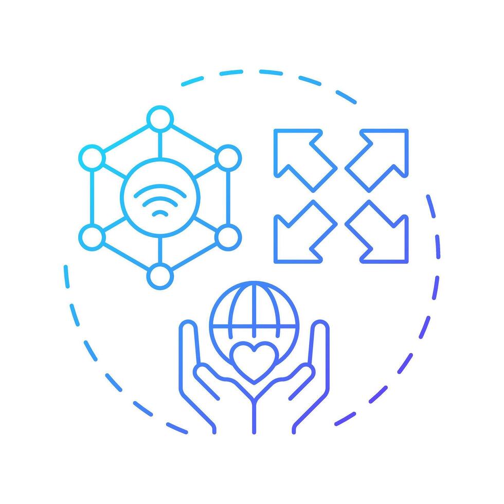 Open web blue gradient concept icon. Networks and platforms accessible to anyone. Digital experience. Round shape line illustration. Abstract idea. Graphic design. Easy to use in presentation vector