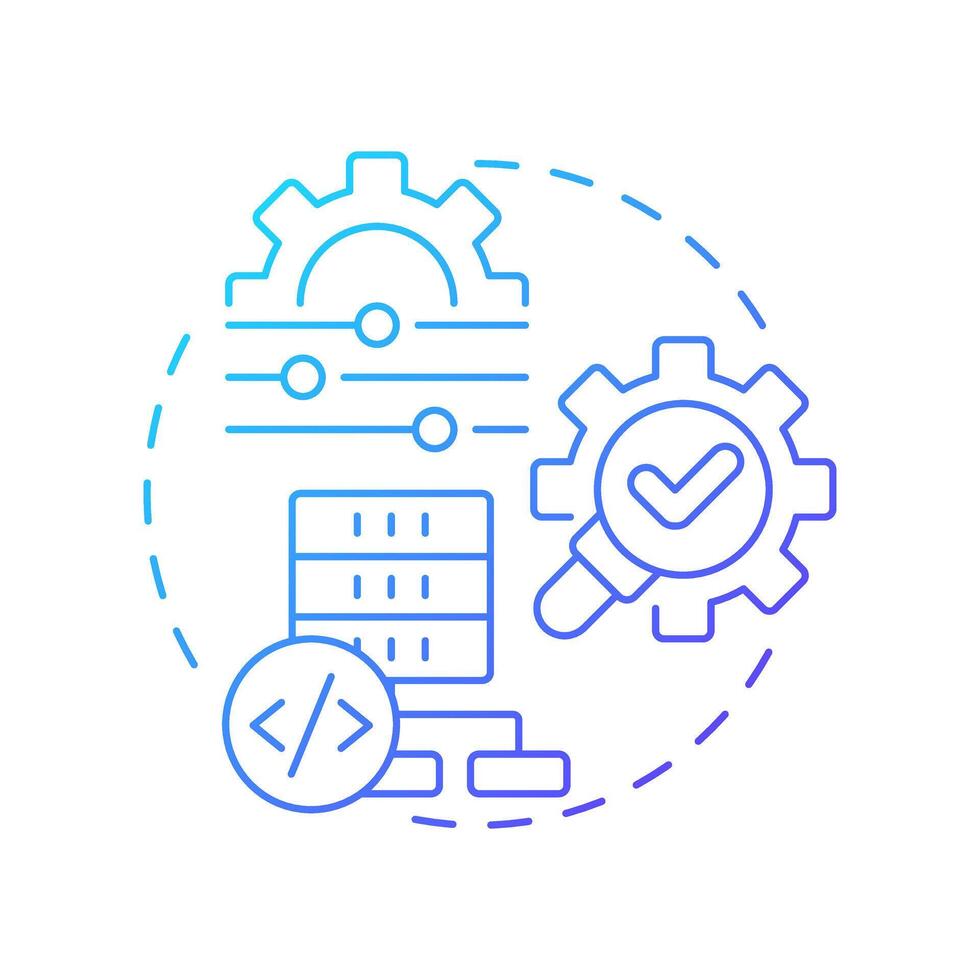 More developer control blue gradient concept icon. Choosing data sources and parameters. Benefit of RAG services. Round shape line illustration. Abstract idea. Graphic design. Easy to use in article vector