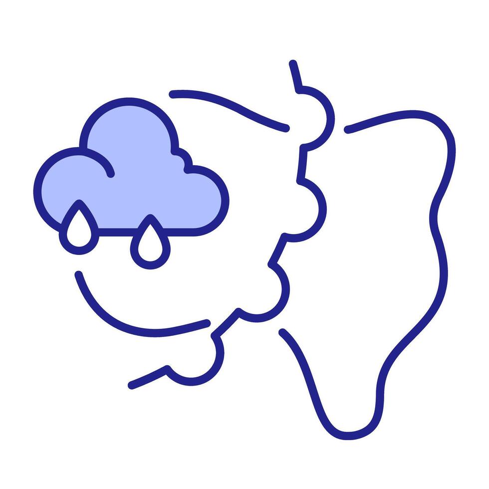 Warm front RGB color icon. Density discontinuity at leading edge of hot air mass. Meteorology science studying. Isolated illustration. Simple filled line drawing. Editable stroke vector