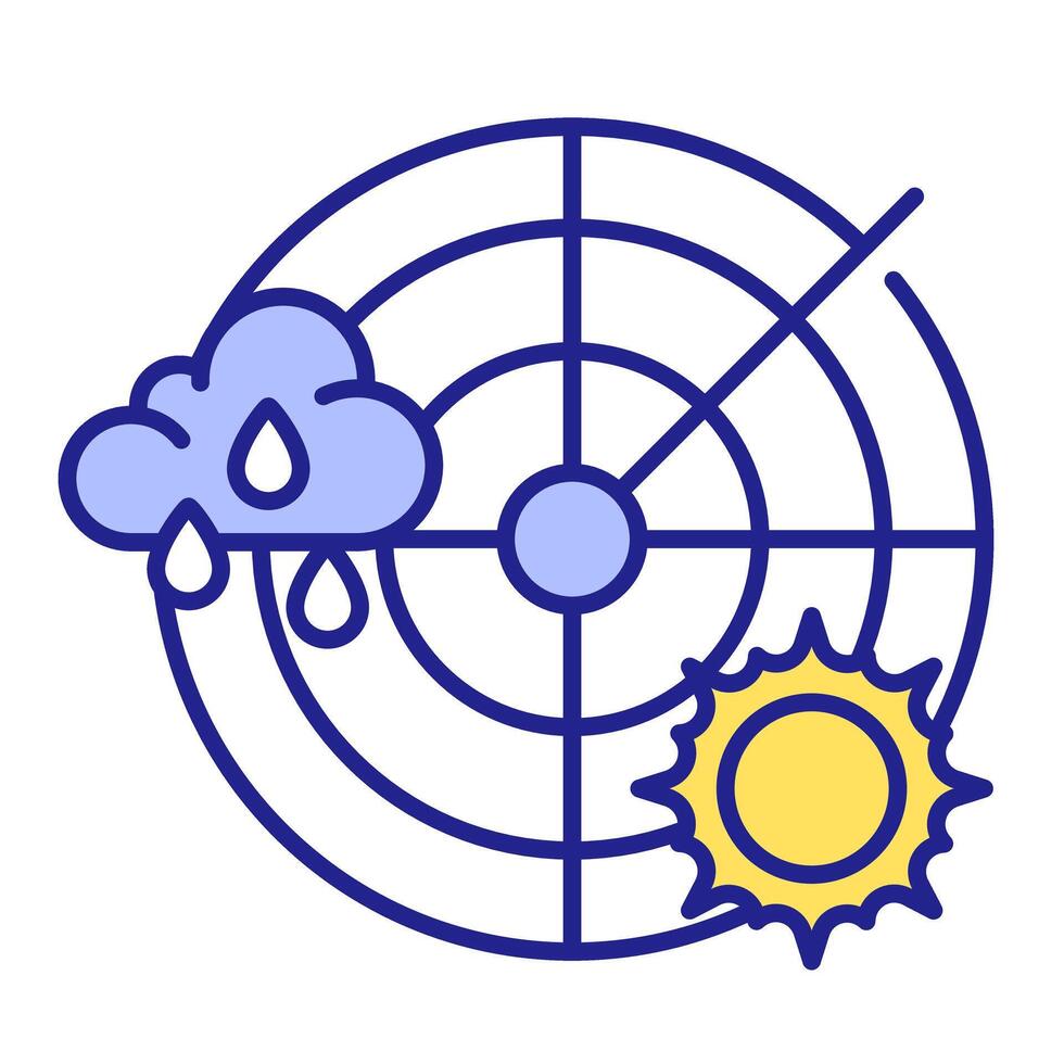 Weather radar RGB color icon. Studying changing in atmosphere to make accurate forecast. Atmospheric science equipment. Isolated illustration. Simple filled line drawing. Editable stroke vector