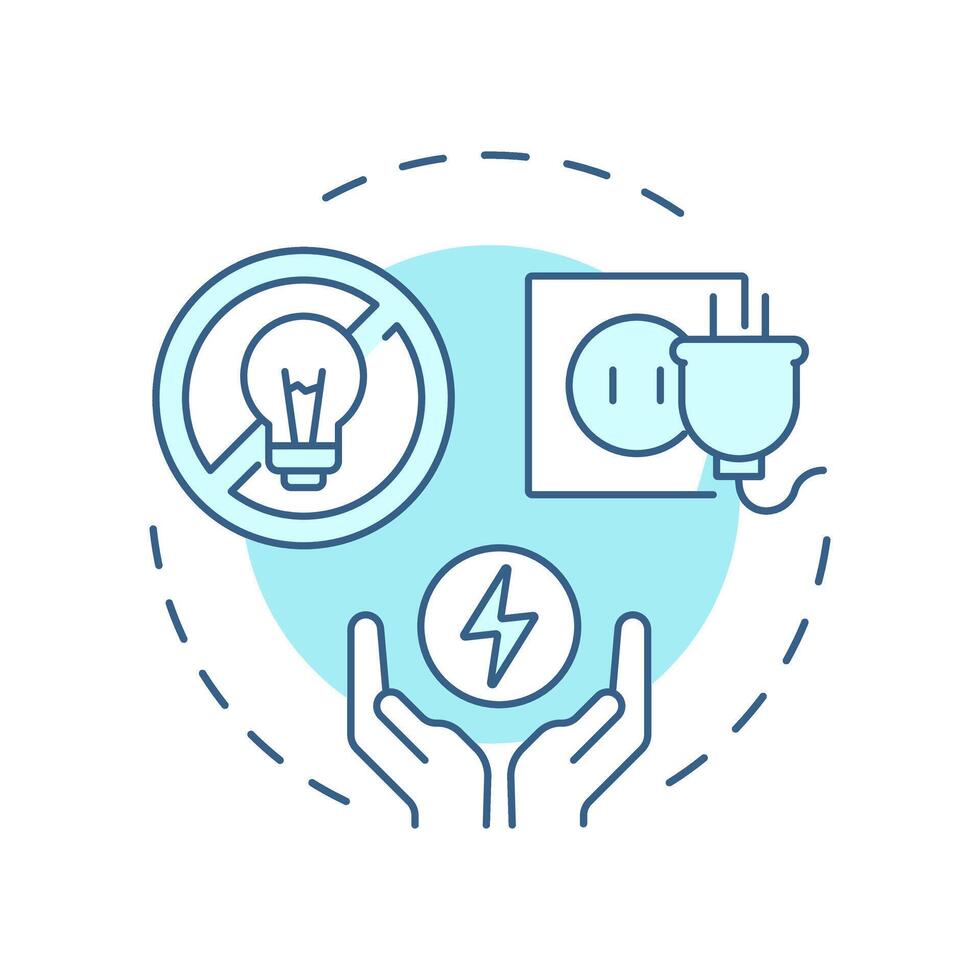 Unplug electronics soft blue concept icon. Prevent phantom power loss. Energy saving tip. Sustainability. Round shape line illustration. Abstract idea. Graphic design. Easy to use in article vector