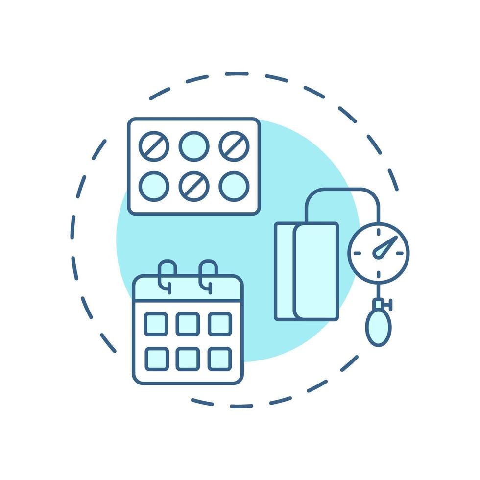 Chronic disease management soft blue concept icon. Continuous monitoring. Application of telehealth. Round shape line illustration. Abstract idea. Graphic design. Easy to use in presentation vector