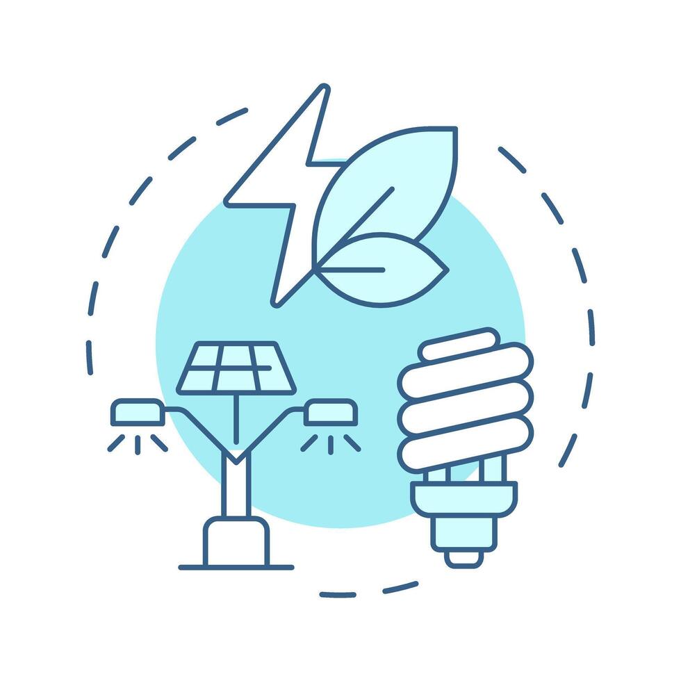 Use LED light soft blue concept icon. Reduce electricity consumption with modern technology. Energy saving tip. Round shape line illustration. Abstract idea. Graphic design. Easy to use in booklet vector
