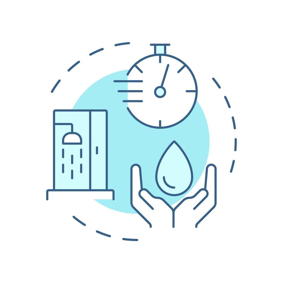 Take short showers soft blue concept icon. Water saving tip. Environment and household economy advantages. Round shape line illustration. Abstract idea. Graphic design. Easy to use in booklet vector