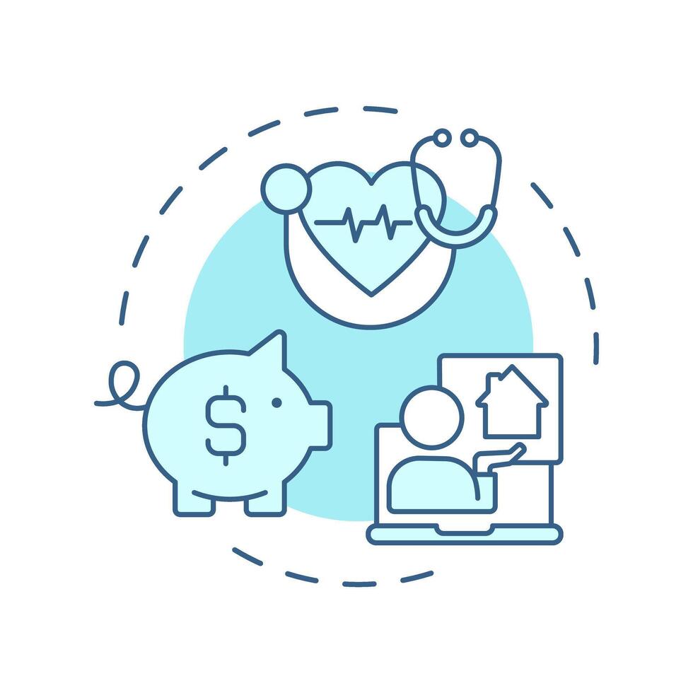 Reduce health care costs soft blue concept icon. Lower prices for medical service. Benefit of telehealth. Round shape line illustration. Abstract idea. Graphic design. Easy to use in booklet vector