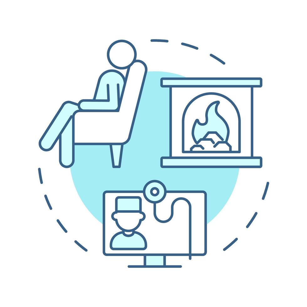 Convenience soft blue concept icon. Accessing healthcare facility from home. Benefit of telehealth service. Round shape line illustration. Abstract idea. Graphic design. Easy to use in booklet vector