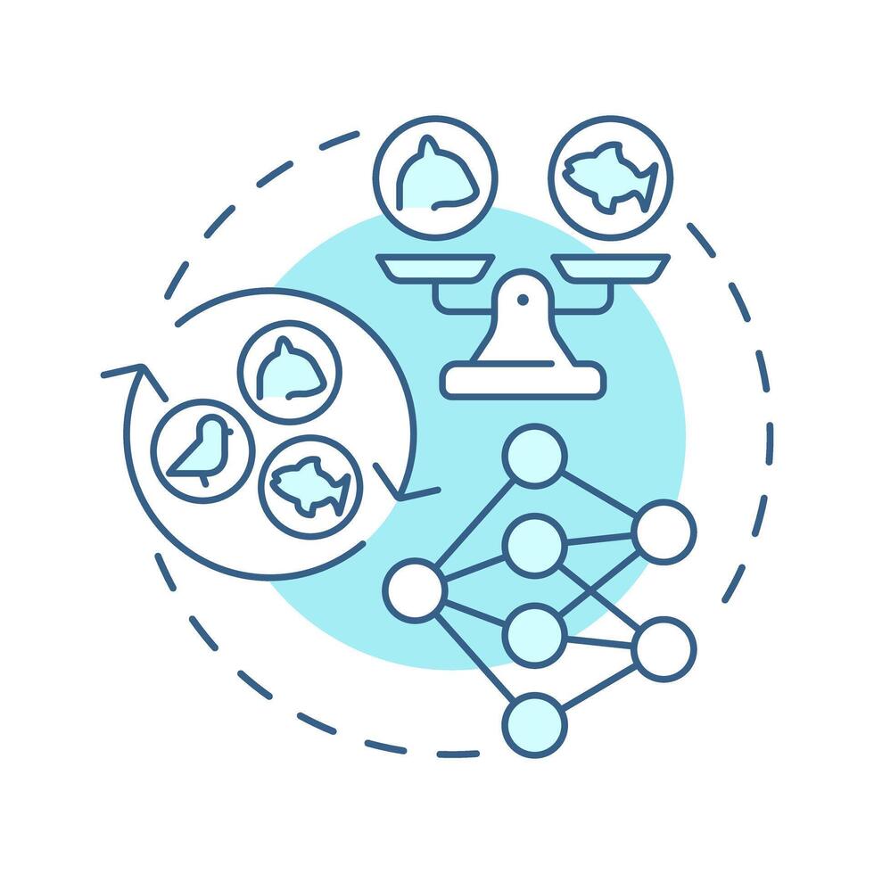 comida web suave azul concepto icono. complejo red de interconectado comida cadenas ecológico balance. redondo forma línea ilustración. resumen idea. gráfico diseño. fácil a utilizar en artículo vector