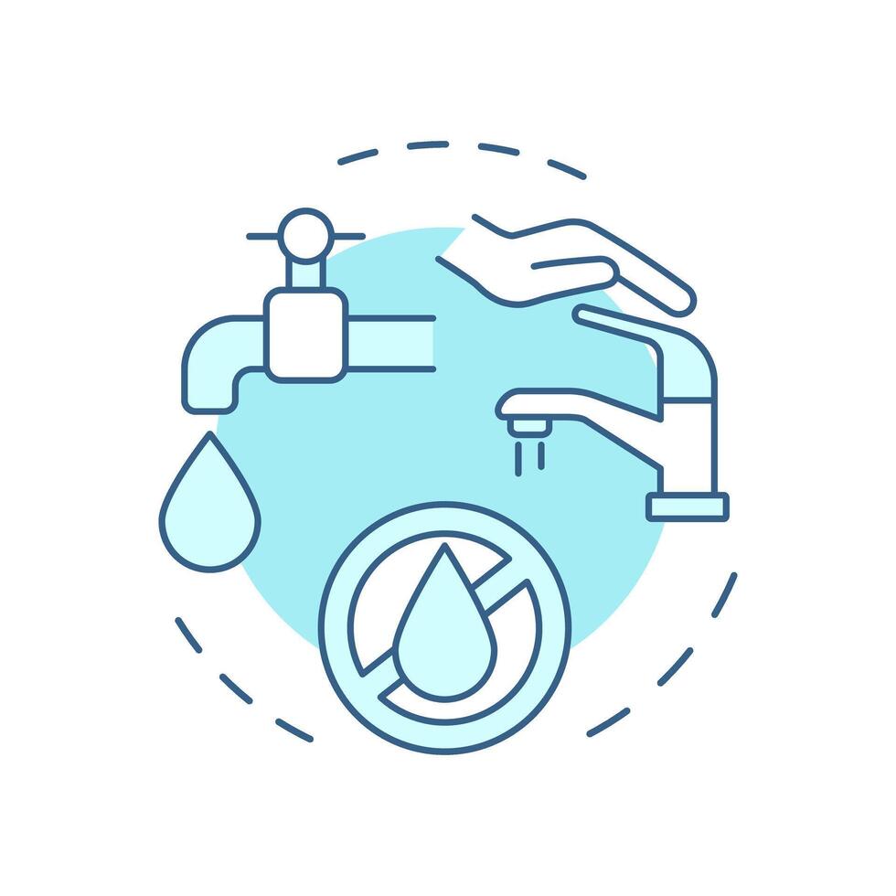 Turn tap off soft blue concept icon. Water saving at home tip. Responsive consumption of liquid sources. Round shape line illustration. Abstract idea. Graphic design. Easy to use in article vector