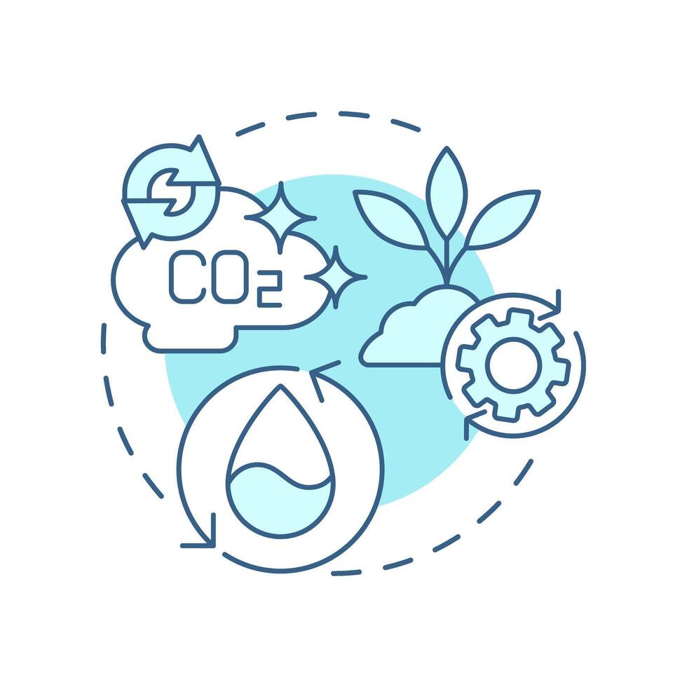 Nutrient cycling soft blue concept icon. Ecological balance. Cycle of nutrients between plants, soil, atmosphere. Round shape line illustration. Abstract idea. Graphic design. Easy to use in article vector