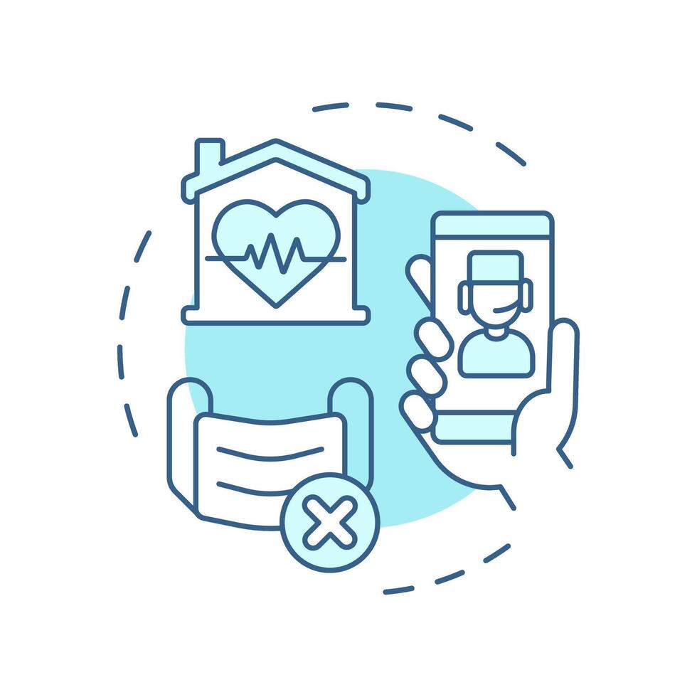 Avoid exposure to illness soft blue concept icon. Contagious illnesses prevent. Benefit of telehealth. Round shape line illustration. Abstract idea. Graphic design. Easy to use in presentation vector